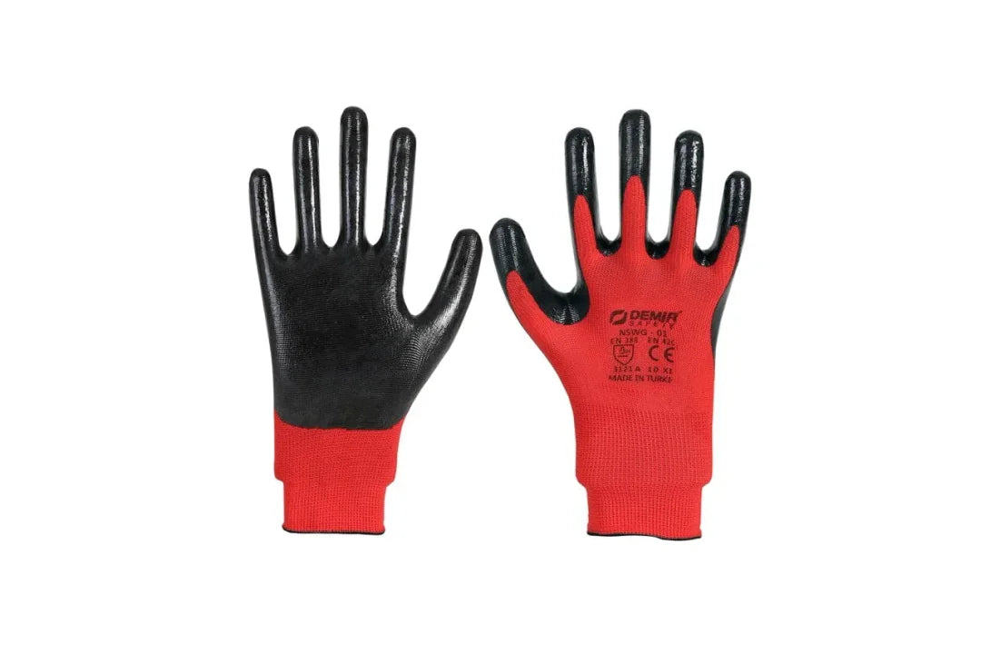 DEMİR SAFETY İŞÇİ ELDİVENİ KIRMIZI SİYAH 12 ADET